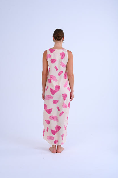 Pink leaves beach dress