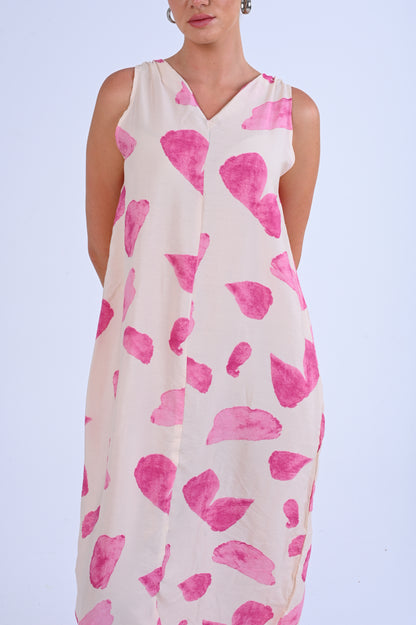 Pink leaves beach dress